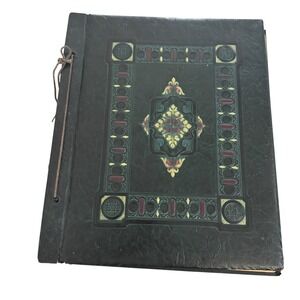 Vintage Scrapbook Album Green Embossed‎ Cover 1945 Morning Glory Art Ephemera